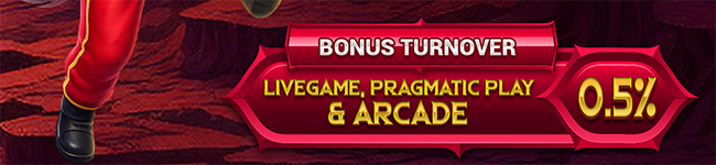 BONUS TURNOVER LIVE GAMES, PRAGMATIC PLAY & ARCADE 0.5%